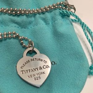 Tiffany Extra Large Heart Tag Charm and chain.